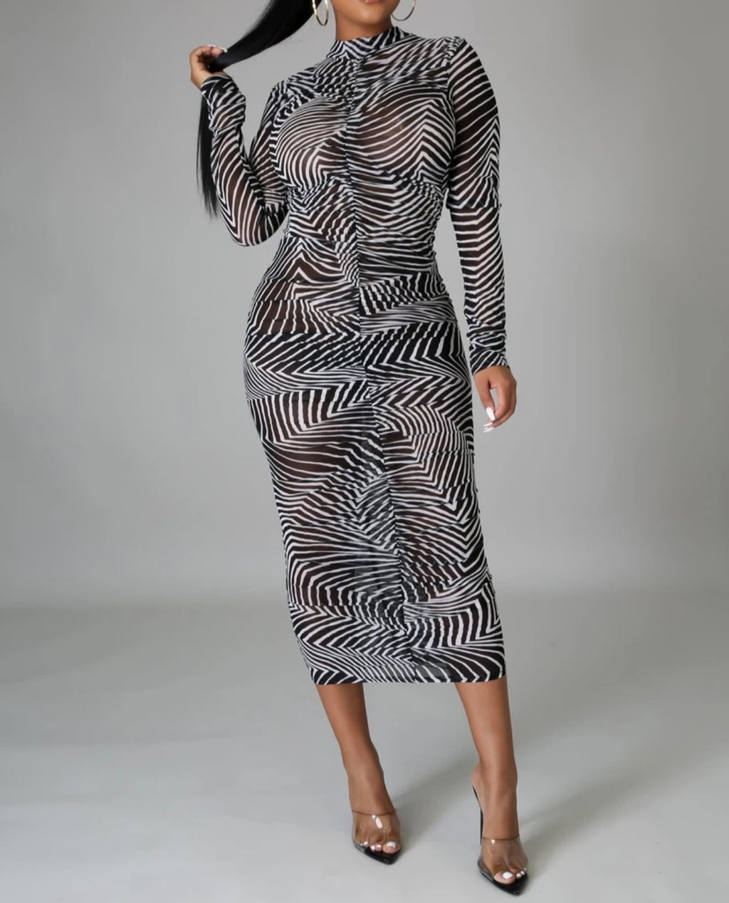 B.Badazz™️Mesh Zebra Dress